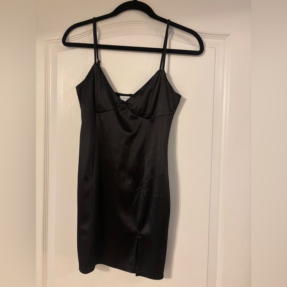 Black Satin Mini Dress